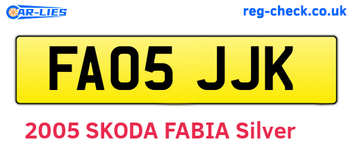 FA05JJK are the vehicle registration plates.