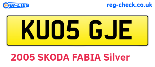 KU05GJE are the vehicle registration plates.