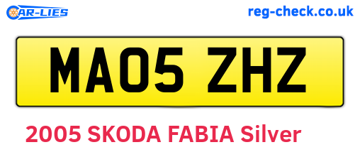 MA05ZHZ are the vehicle registration plates.