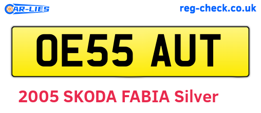 OE55AUT are the vehicle registration plates.