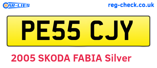PE55CJY are the vehicle registration plates.