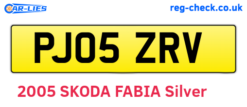 PJ05ZRV are the vehicle registration plates.