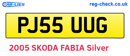 PJ55UUG are the vehicle registration plates.