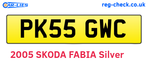 PK55GWC are the vehicle registration plates.