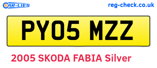 PY05MZZ are the vehicle registration plates.