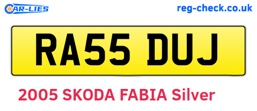 RA55DUJ are the vehicle registration plates.
