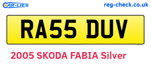 RA55DUV are the vehicle registration plates.