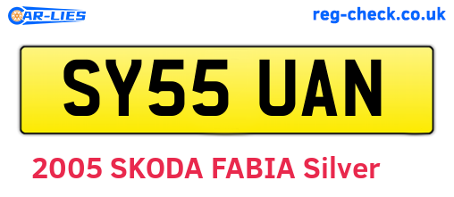 SY55UAN are the vehicle registration plates.
