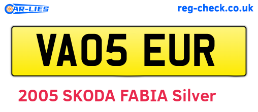 VA05EUR are the vehicle registration plates.