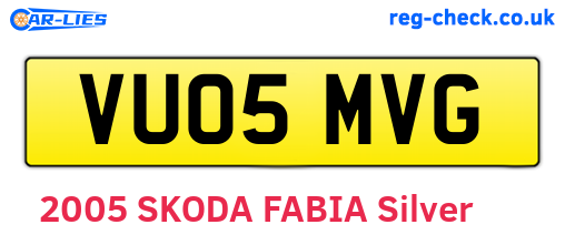 VU05MVG are the vehicle registration plates.
