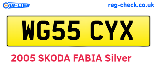 WG55CYX are the vehicle registration plates.