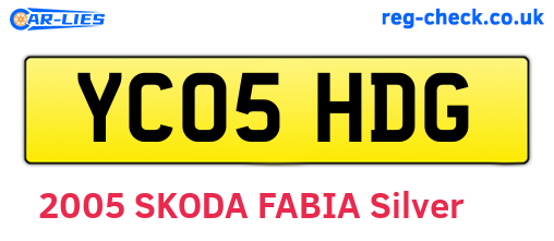 YC05HDG are the vehicle registration plates.
