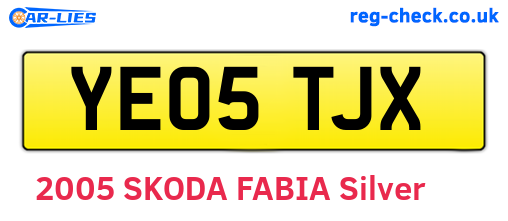 YE05TJX are the vehicle registration plates.