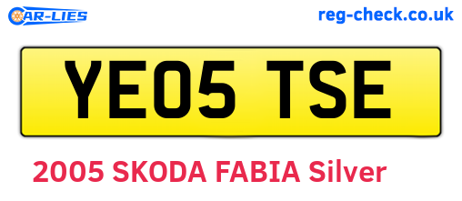 YE05TSE are the vehicle registration plates.