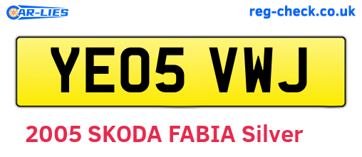 YE05VWJ are the vehicle registration plates.
