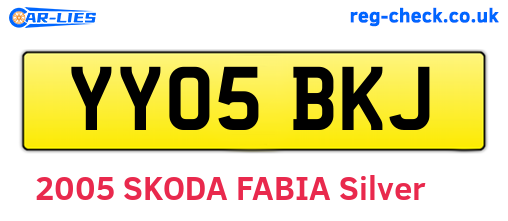 YY05BKJ are the vehicle registration plates.