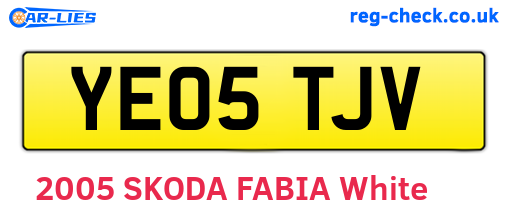 YE05TJV are the vehicle registration plates.