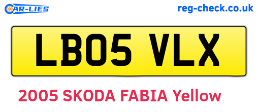 LB05VLX are the vehicle registration plates.