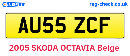 AU55ZCF are the vehicle registration plates.