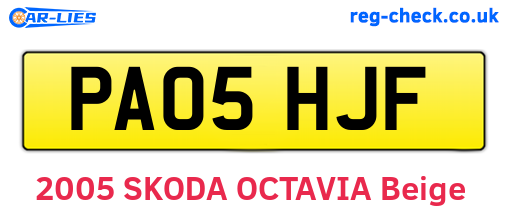 PA05HJF are the vehicle registration plates.