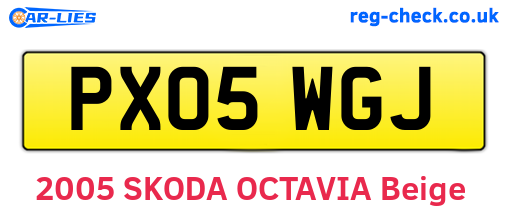 PX05WGJ are the vehicle registration plates.