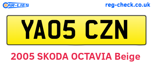 YA05CZN are the vehicle registration plates.