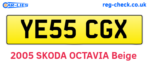 YE55CGX are the vehicle registration plates.