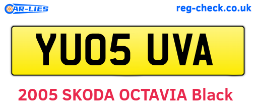 YU05UVA are the vehicle registration plates.