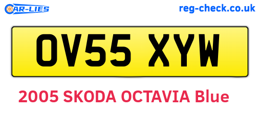 OV55XYW are the vehicle registration plates.