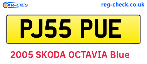 PJ55PUE are the vehicle registration plates.