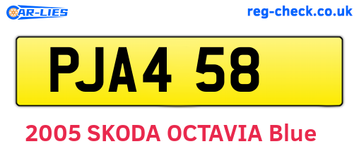 PJA458 are the vehicle registration plates.