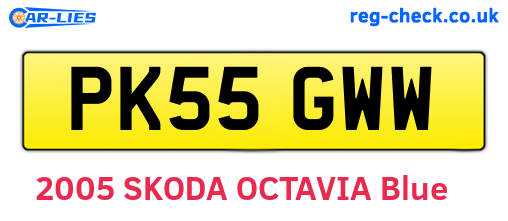PK55GWW are the vehicle registration plates.