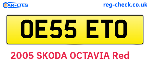 OE55ETO are the vehicle registration plates.