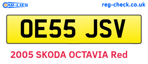 OE55JSV are the vehicle registration plates.