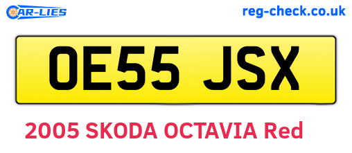 OE55JSX are the vehicle registration plates.