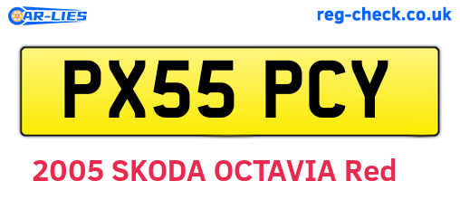 PX55PCY are the vehicle registration plates.