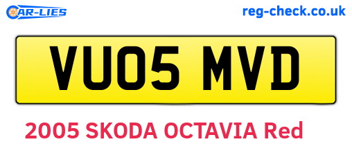 VU05MVD are the vehicle registration plates.