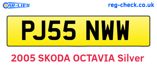 PJ55NWW are the vehicle registration plates.