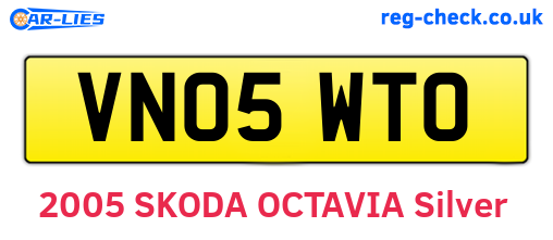 VN05WTO are the vehicle registration plates.