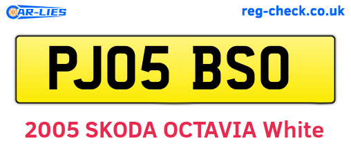 PJ05BSO are the vehicle registration plates.