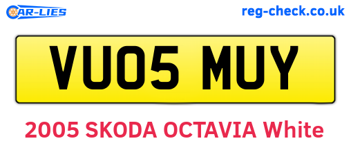 VU05MUY are the vehicle registration plates.