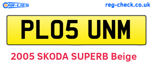 PL05UNM are the vehicle registration plates.