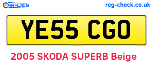 YE55CGO are the vehicle registration plates.