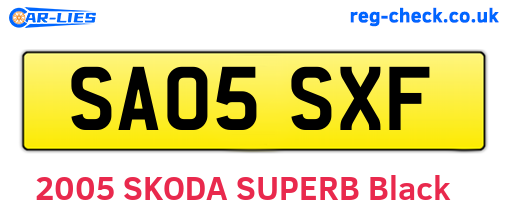 SA05SXF are the vehicle registration plates.
