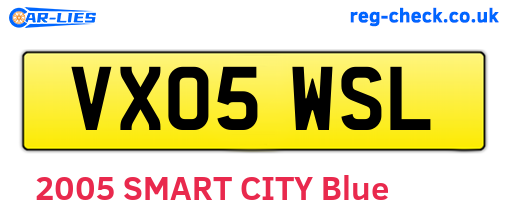 VX05WSL are the vehicle registration plates.