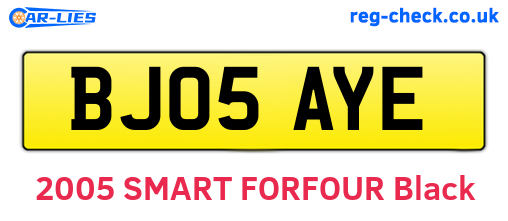 BJ05AYE are the vehicle registration plates.