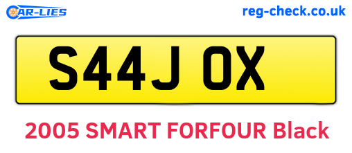S44JOX are the vehicle registration plates.