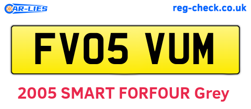 FV05VUM are the vehicle registration plates.