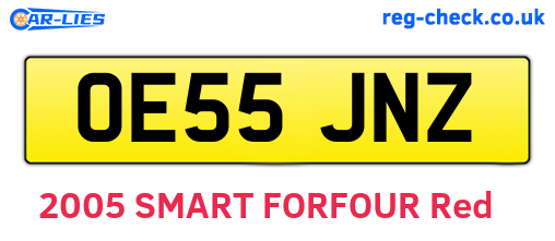 OE55JNZ are the vehicle registration plates.