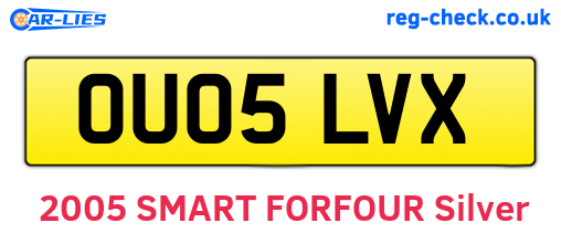 OU05LVX are the vehicle registration plates.